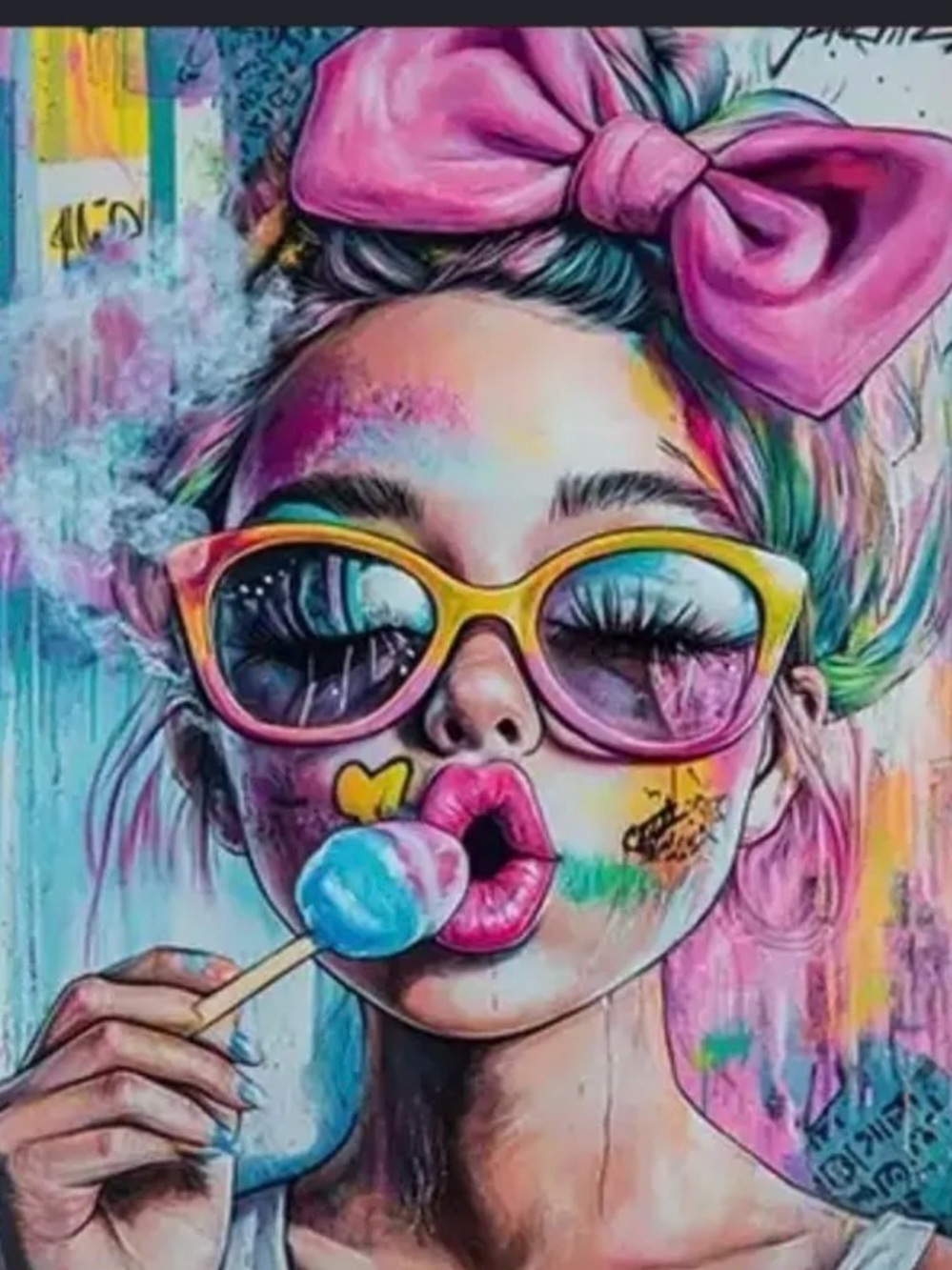 Diamond Art painting kit Vibrant Pink Pop Art Girl Canvas Print - Home Art
